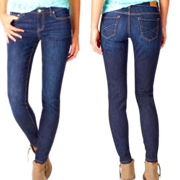 Low-rise Dark Wash Skinny Jeans - Picture 1 of 5